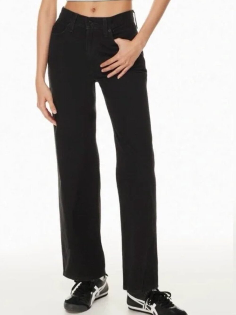 NWT Aritzia Sunday Best Jupiter Black Denim Mid-rise Straight Leg Jeans Size 8